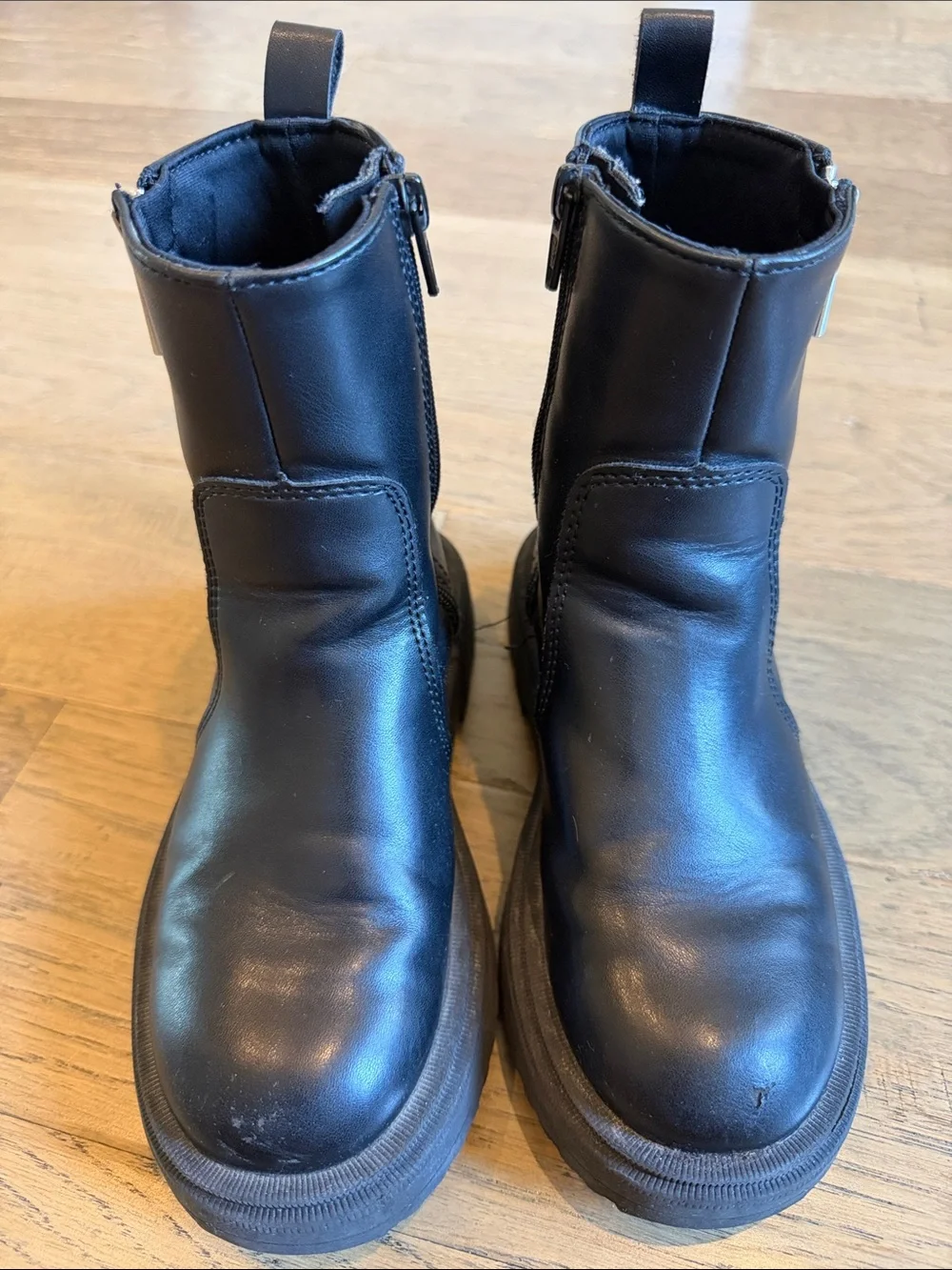 Zara Kids Black Zip-Accent Ankle Boots Size 12